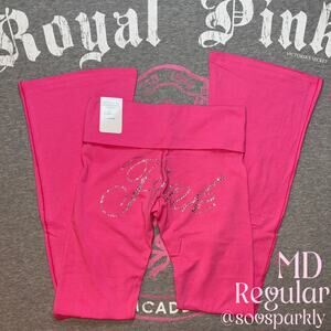 VS PINK Limited Edition Bling Collection Carmine Rose Foldover Flare - MD